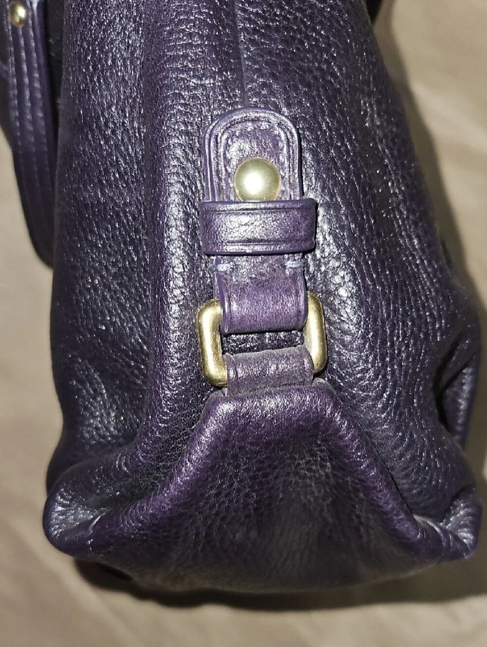 Coach Purple Leather Shoulder Bag with Gold-Tone Hardware